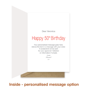 Personalised message inside a BIG birthday card bth335