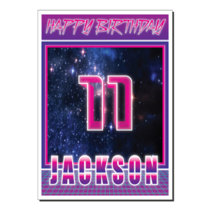 11th birthday card synthwave with name bth342