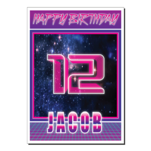 12th birthday card synthwave bth343