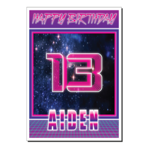 13th birthday card synthwave bth344