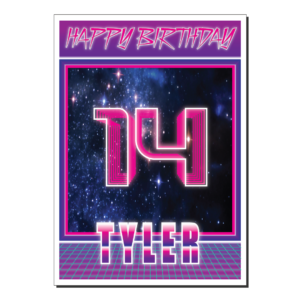 14th birthday card synthwave bth345