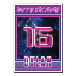 16th birthday card synthwave bth347