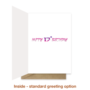 Standard greeting inside 17th birthday card bth348