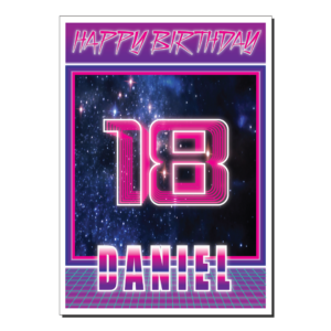 18th birthday card synthwave bth349