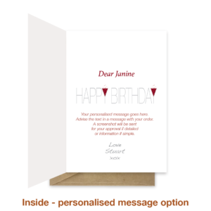 Personalised message inside happy birthday card bth472