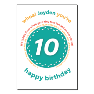 10th birthday card tiny feet bth393