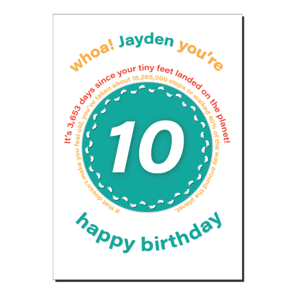 10th birthday card tiny feet bth393