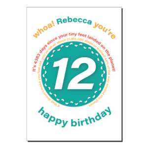 12th birthday card tiny feet statistics bth493