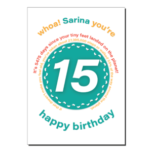 15th birthday card tiny feet statistics bth498