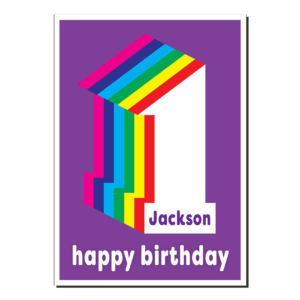 1st birthday card rainbow with name bth502