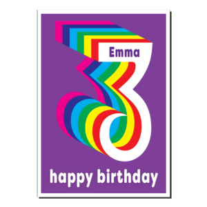 3rd birthday card rainbow bth504