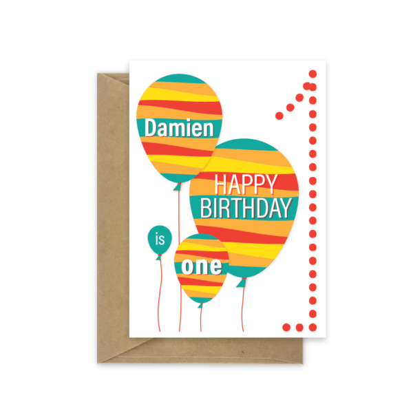 1st birthday card balloons bth518