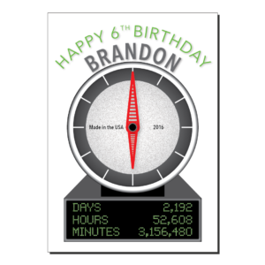 6th birthday card clock statistics bth520