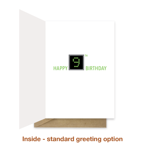 Standard greeting inside 9th birthday card bth523