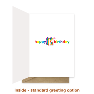 Standard greeting inside 16th birthday card