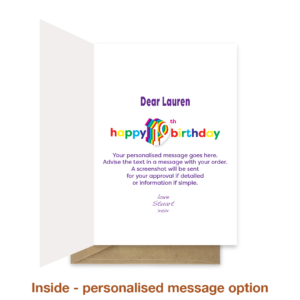Personalised message inside 19th birthday card bth542