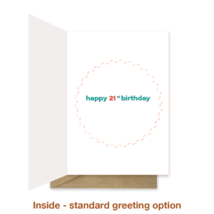 Standard greeting inside 21st birthday card bth547