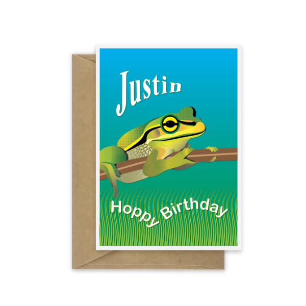 frog birthday card with name bth575