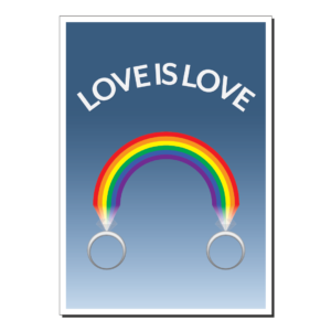 gay wedding card love is love rainbow rings wed024