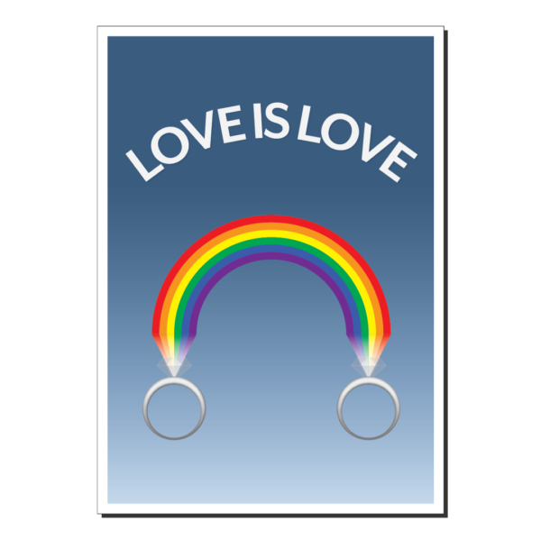 gay wedding card love is love rainbow rings wed024