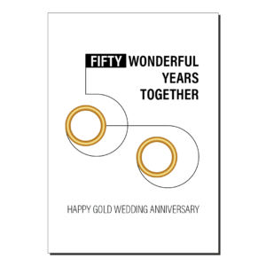 gold rings 50th wedding anniversary card ann033