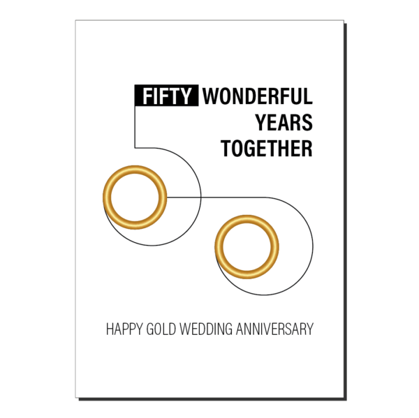 gold rings 50th wedding anniversary card ann033