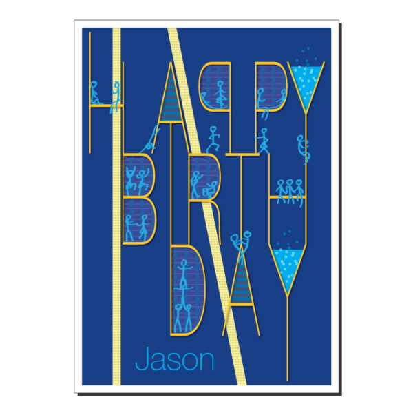 happy birthday card party letters blue bth080