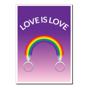 lesbian wedding card rainbow rings wed026