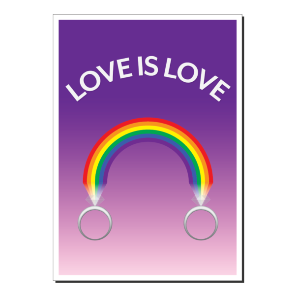 lesbian wedding card rainbow rings wed026