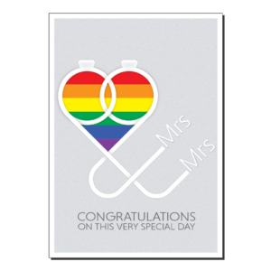 mrs & mrs wedding day card ampersand rainbow rings wed027