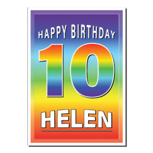 personalised 10th birthday card rainbow bb0020