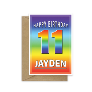 personalised 11th birthday card rainbow bb0021