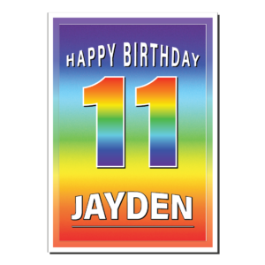 personalised 11th birthday card rainbow bb0021