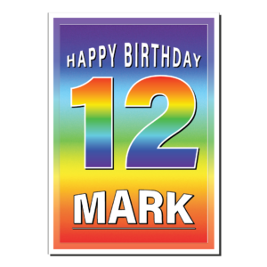 personalised 12th birthday card rainbow bb0022