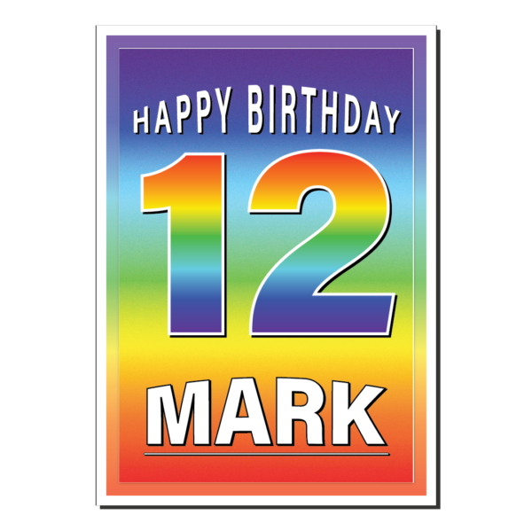 personalised 12th birthday card rainbow bb0022