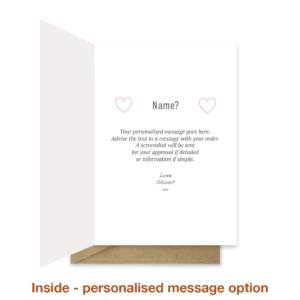 Personalised message inside valentine card val043