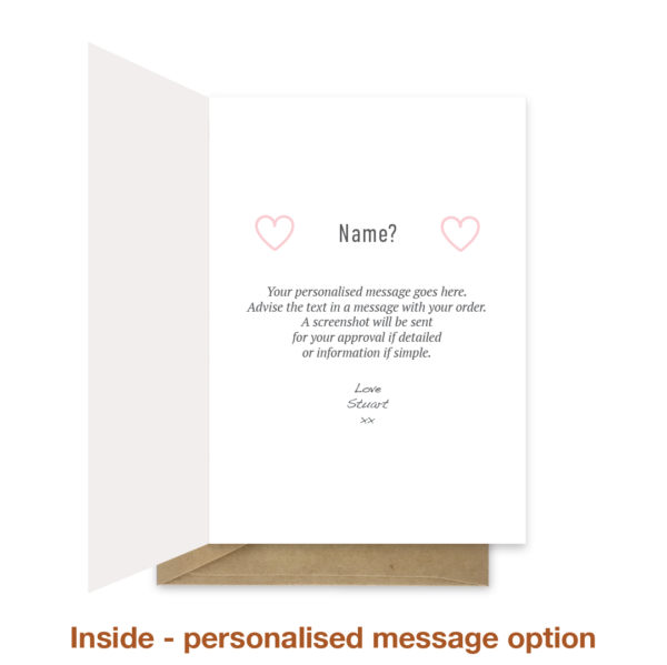 Personalised message inside valentine card val043