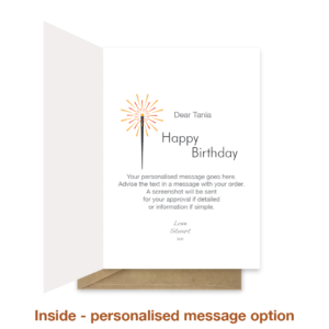 Personalised message inside birthday card bb101
