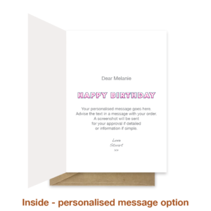 Personalised message inside birthday card bth573