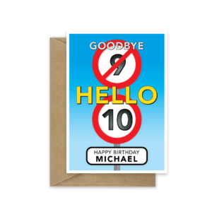 10th birthday card speed sign name bb0005