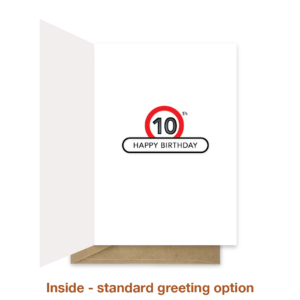 Standard greeting inside 10th birthday card bb0005