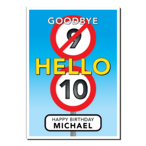 10th birthday card speed sign name bb0005