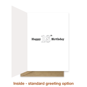 Standard greeting inside 18th birthday card bb0004