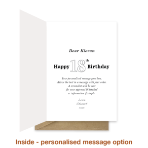 Personalised message inside 18th birthday card bb0004