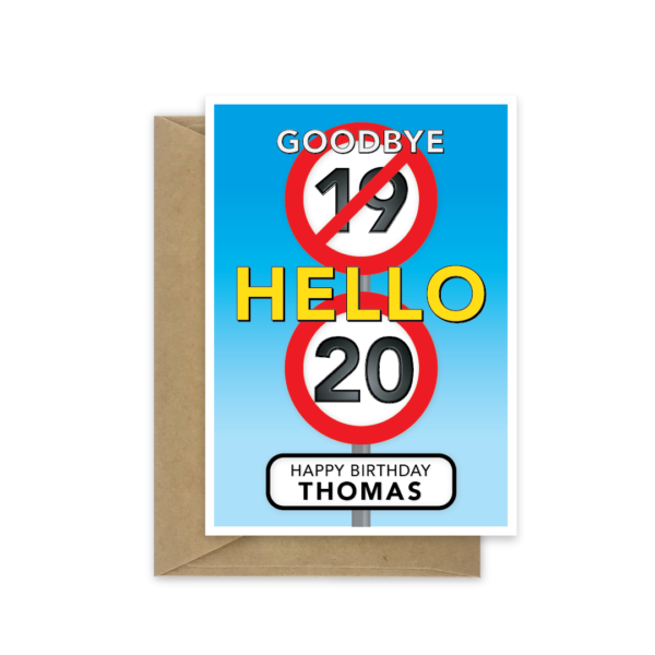 20th birthday card speed sign bb0011