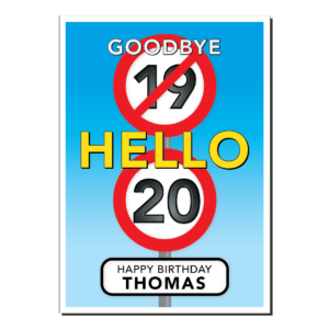 20th birthday card speed sign bb0011