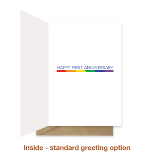 Standard greeting inside gay 1st wedding anniversary card ann048